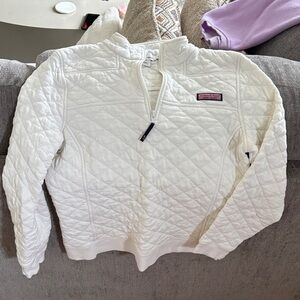 Vineyard Vines White Quilted Half-Zip Pullover
